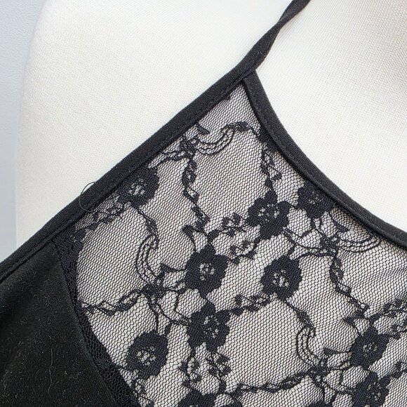 Shein Curve Black Lace Halter Tank Top With Tie Back & Open Back Sleeveless 3XL - Picture 5 of 10